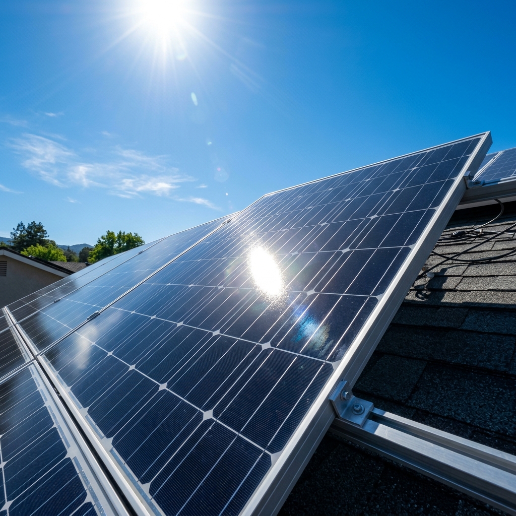 Paneles solares limpios y relucientes